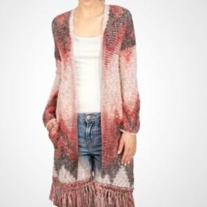 Lucky Brand Chevron Patterned Open Front Cardigan SIze M